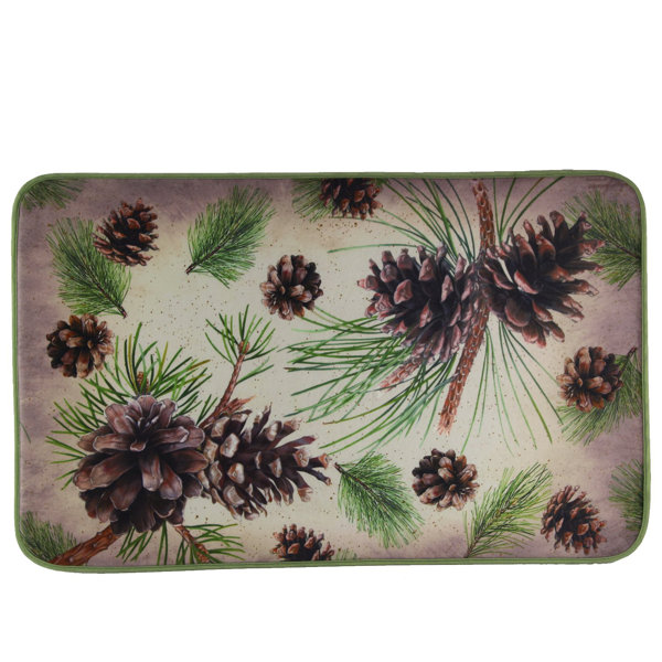 Millwood Pines Microfiber Memory Foam Rustic Pine Cone Bath Mat 32 X 20